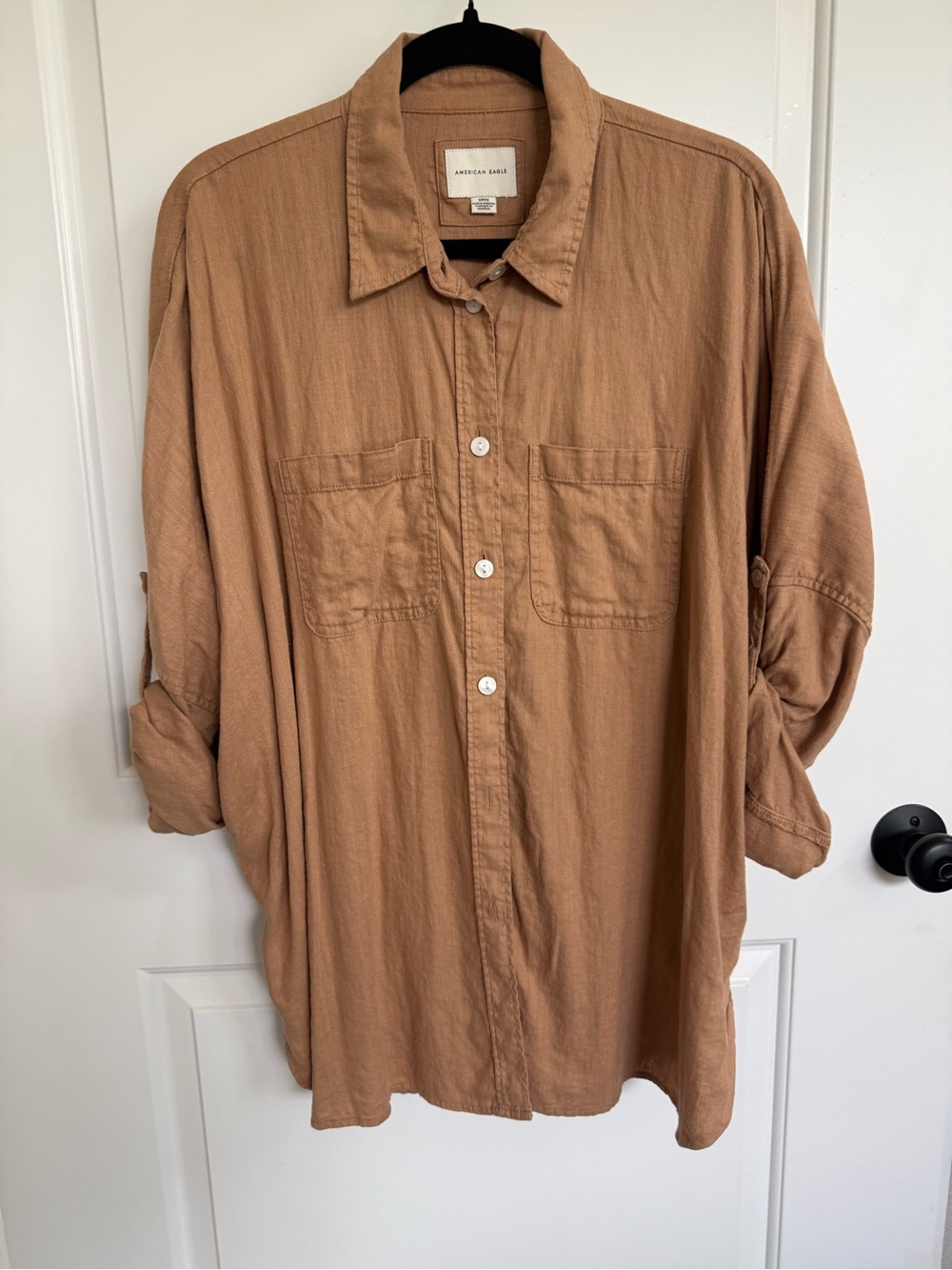 American Eagle Outfitters Men's Button-Down Shirt - Tan